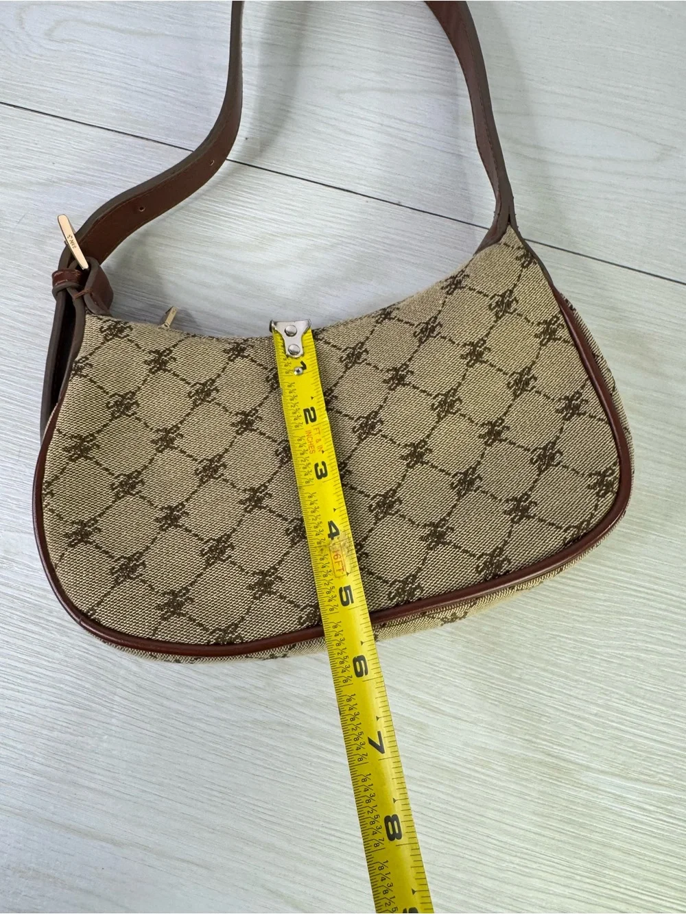 MANGO Logo Print Shoulder Bag in brown jacquard monogram - Picture 7 of 10